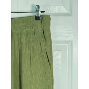 Abercrombie & Fitch Textured Wide Leg Pants Medium Green Fall Quiet Luxury Boho thumbnail 7