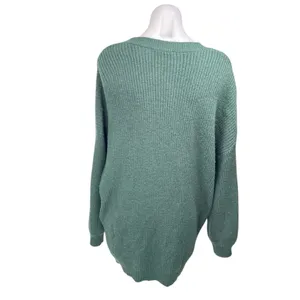 12th Tribe Green Rib Knit Long Sleeve Button Oversized Cardigan Sweater Top Sz M thumbnail 2