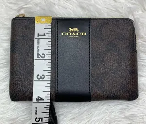 COACH Brown Coated Canvas Signature Wristlet thumbnail 7