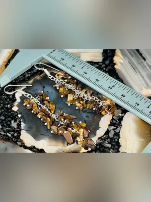 Nuggets of Golden Yellow Tiger Eye Earrings 2 1/2” thumbnail 15