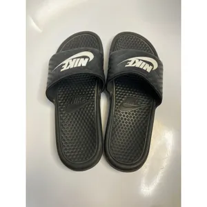Nike Benassi JDI Slides Womens 9 Black Excellent Tonal Checkerboard 343881-011 thumbnail 5
