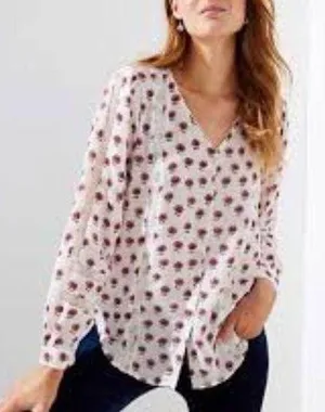 Loft Floral Eyelet Blouse White M thumbnail 2