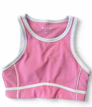 WILO The Label Pink and White Razorback Sports Bra thumbnail 1