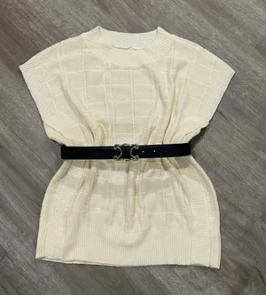 Milk White Sleeveless Sweater Top thumbnail 1