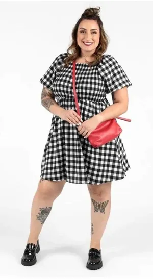 LuLaRoe Black and White Gingham Smocked Alina Nap Midi Dress thumbnail 1