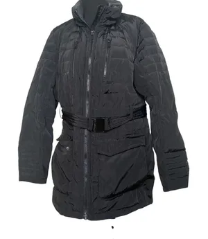 Black Belted Puffer Coat Down Insulated Quilted Jacket Jones New York J23700X-ME thumbnail 1