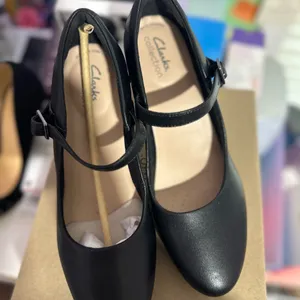 Clarks Ambyr Shine, black leather Heels with Classic Strap thumbnail 3