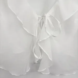 H&M Divided Women White Sheer Ruffle Fairycore Tie Front Crop Top Bolero‎ Size L thumbnail 6