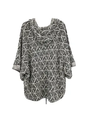 Free People Sante Fe Jacquard Kimono Hoodie Black White Bohemian Size Medium thumbnail 6