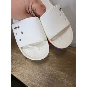 Crocs Classic Slide White Rainbow Stripe Pride Sandals Size 8 thumbnail 9