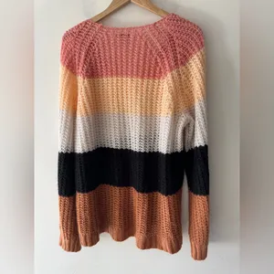 American Eagle Adorable‎ Chunky Knit Oversized V Neck Sweater Multicolor thumbnail 3