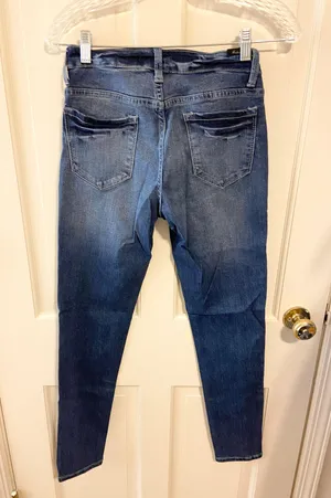 KanCan USA dark wash skinny stretch jeans with whiskering thumbnail 2