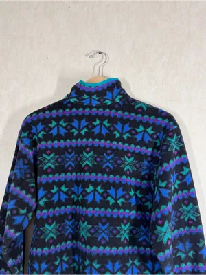 L.L. Bean Women’s Vintage 90s Southwest Aztec Navajo Fleece Pullover Snap-T M thumbnail 5