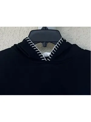 Lilysilk Seamflow Douceur Hoodie Black Medium Blanket Stitch Ribbed Cuff Soft thumbnail 7