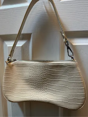 JW Pei Croc-Embossed Cream Shoulder Bag with Detachable Strap thumbnail 5