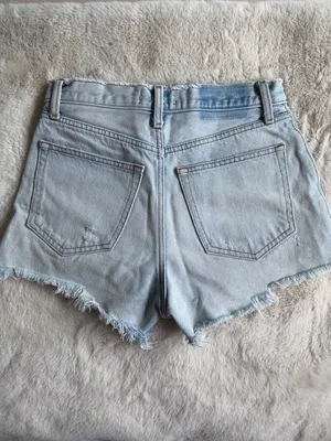 Abercrombie & Fitch Light Wash Distressed Denim Shorts thumbnail 3