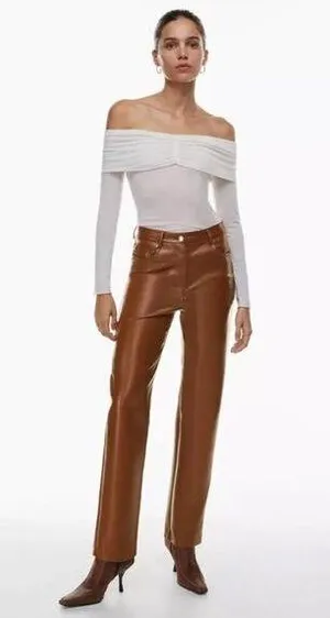 Wilfred The Melina High-Waisted Vegan Leather Pants In Cognac Brown Size 4 thumbnail 1