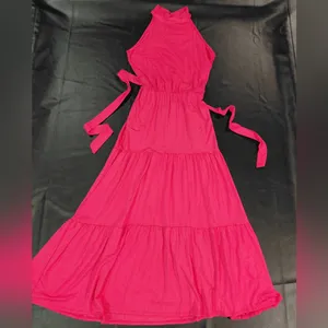 Loveappella Polish Pink Tiered Halter Maxi Dress Size Large NWOT thumbnail 6
