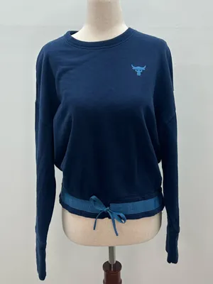 Under Armour Project Rock Cinch Hem Sweatshirt Small Blue Blood Sweat Respect thumbnail 4