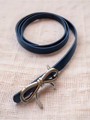 Black Faux Leather Bow Belt Gold Buckle Women’s Coquette thumbnail 9