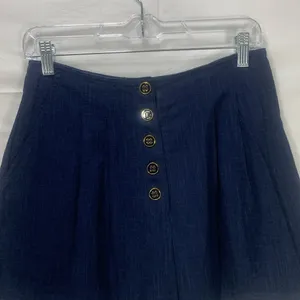Gilli Navy Blue Linen Button Fly High Waisted Shorts Size Medium thumbnail 2