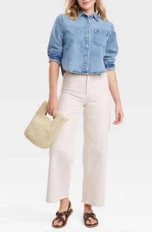 Universal Threads NWOT Cream Wide-Leg Ankle Jeans thumbnail 1