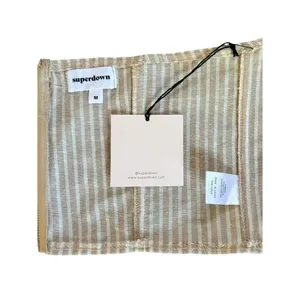 Revolve Superdown Rudy Halter Top Beige White Striped Womens Medium NEW With Tag thumbnail 5