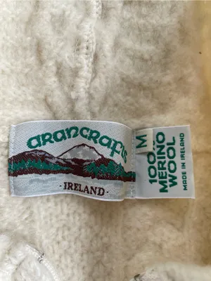 Aran Crafts Ireland 100% Wool Zip Up Chunk Knit, Size M thumbnail 3