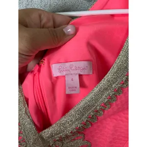 Lilly Pulitzer Junie Shift Dress Coral‎ Reef Pink & Gold Size 4 Cotton thumbnail 5