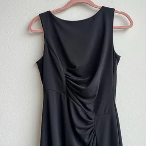 Vince Camuto Cocktail Black Sheath Dress Cowl Neck Ruched Size 6 Small Office thumbnail 2