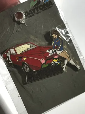 Daytona International Speedway Red Race Car Racing Girl Pin NASCAR Vintage RARE thumbnail 1