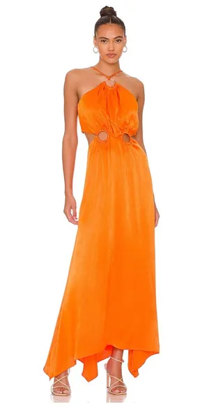 Visitant Maxi Dress in Papaya thumbnail 1