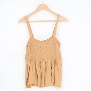 American Eagle Outfitters Babydoll Tank Top Womens Large Brown Stretch Smocked thumbnail 2