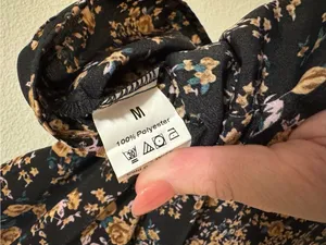 Floral Black Spaghetti Strap Camisole Size M thumbnail 2