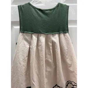 Theory Mixed Media Floral Pleated Babydoll Mini Dress Green Cream Womens 4 thumbnail 11