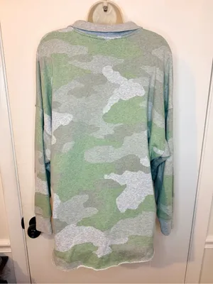 Aerie Large Sage Green Camo Half Zip Pullover Sweatshirt Oversized L thumbnail 7