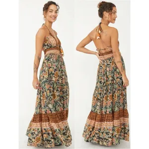 Free People Bohemian Gypsy Beachy Real Love Maxi Dress Twilight Combo Size Large thumbnail 10