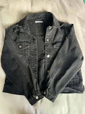 Akira Black Denim Jacket Distressed thumbnail 1