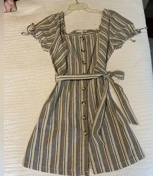 Purple Snow Button Up Stripped Dress thumbnail 1