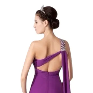 Prom Formal Dress Purple One Shoulder Long Embellished Beaded Cocktail Size S thumbnail 7