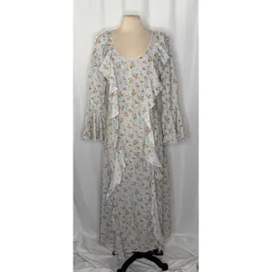 SPELL & THE GYPSY Fleur Frill Bias Maxi Dress Teapot Blue Floral‎ Bohemian Large thumbnail 2