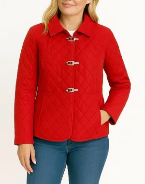 Michael Michael kors red quilted silver clasp jacket size small thumbnail 1