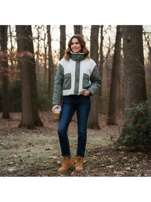 Athleta Quilted Sherpa Fleece Hybrid Jacket XL Sage Green Gorpcore, Quiet Luxury thumbnail 2