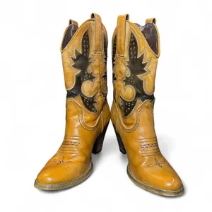 Very Volatile Western Cowboy Boots Womens 7.5 Heeled Tan Faux Leather Distressed thumbnail 3