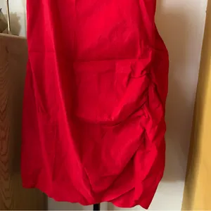 J.Crew Collection Side-Ruched Dress Stretch Linen-Viscose Blend Red Plus Size 24 thumbnail 3