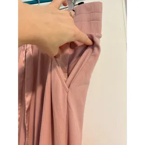 Victoria's Secret Ribbed Jogger Pants Pink Satin Drawstring Lounge Sleepwear M thumbnail 3