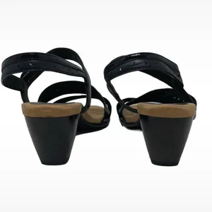 Trotters “Marvie” Black Leather Heeled Hook & Loop Sandals Women’s Size 8.5 Wide thumbnail 5