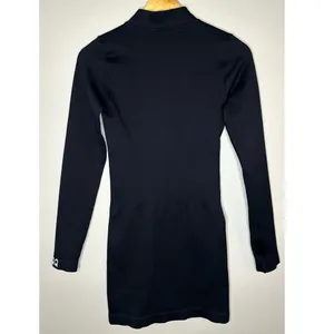 OQQ Fitted Black Mock Neck Long Sleeve Mini Dress Thumbholes thumbnail 3