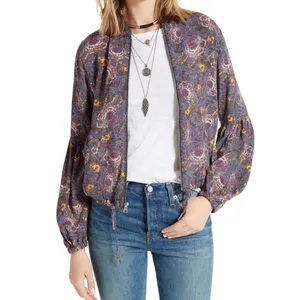 Free People Women’s Floral Bomber Jacket Size Small thumbnail 9