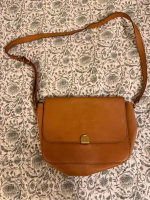 Madewell Tan Leather Crossbody with Gold-Tone Clasp thumbnail 1